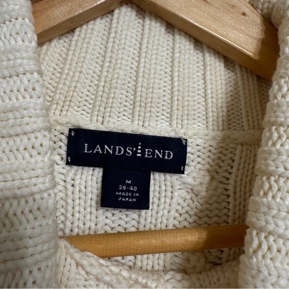 Lands End Corded Ivory Turtleneck Sweater Size M - Picture 6 of 6